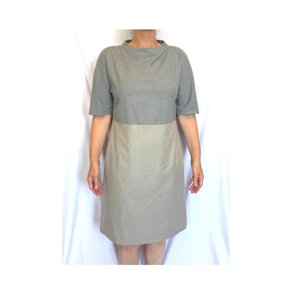 Peserico Italy Midi Shift Dress Grey Neutral Two Tone IT 46 US 10 Work Corporate